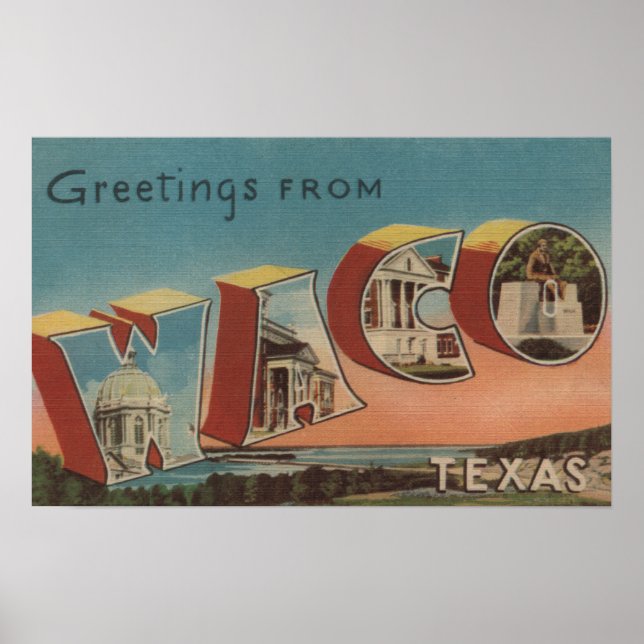 Poster Waco, TexasScènes de grandes lettresWaco, TX (Devant)