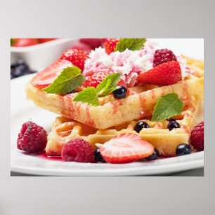 Poster Waffle cake with fresh berry fruit