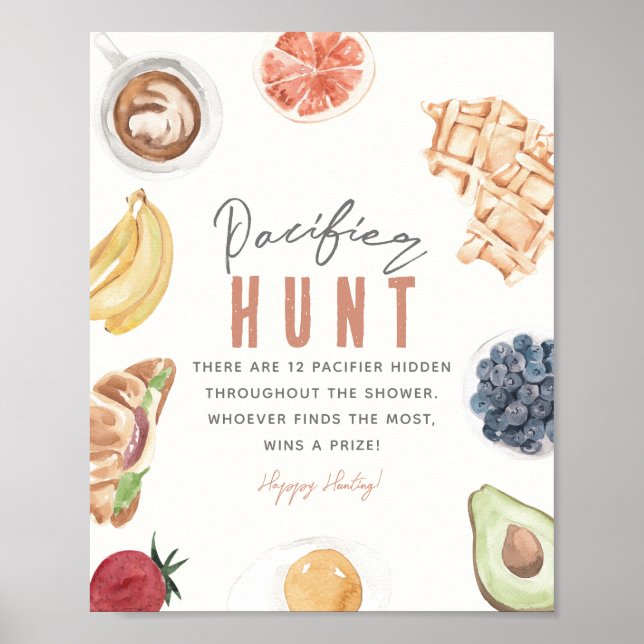 Poster Waffles Coffee Fruits Baby Brunch Pacifier Hunt (Devant)