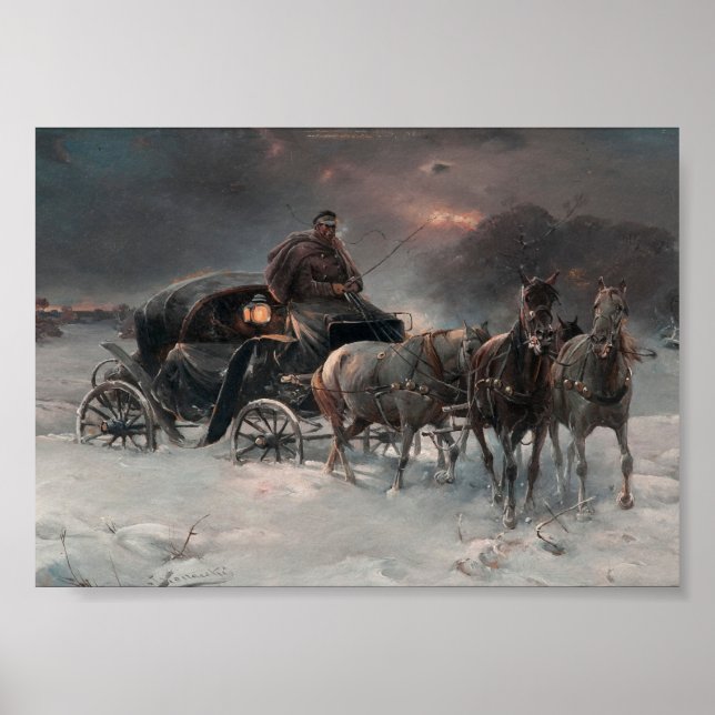 Poster Wagon à cheval de nuit (Devant)