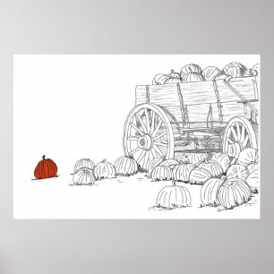 Poster Wagon de patchs citrouille