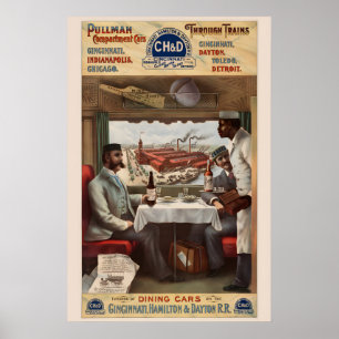 Poster Wagon-restaurant du train Pullman des années 1890
