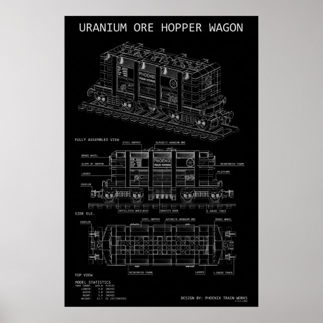 Poster Wagon-trémie à minerai d'uranium PTW "Plan"  (Devant)