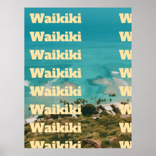 Poster Waikiki, Honolulu, Oahu, Hawaï