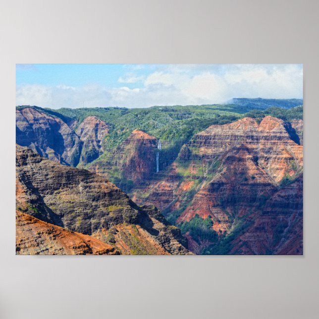 Poster Waipoo Falls in Waimea Canyon, Kauai, Hawaii (Devant)