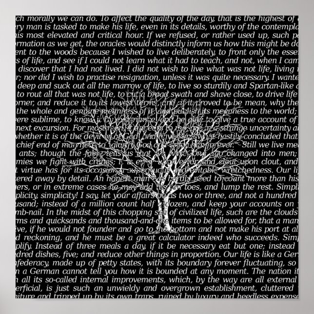 Poster Walden Woods Black Literature Texte Art Imprimer P (Devant)