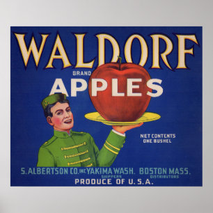 Poster Waldorf Apples 1920 crate étiquette print