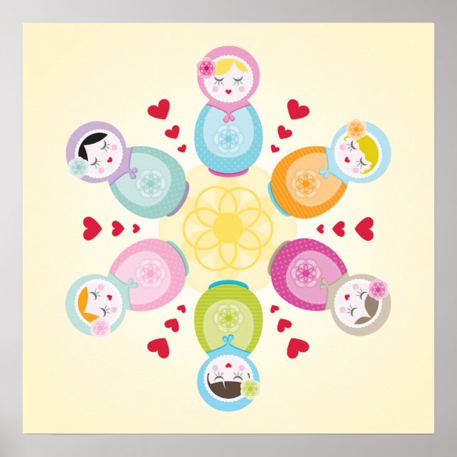 Poster WALL ART :: babushka poupées - mandala (Devant)