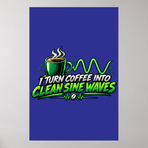 Poster Wall Art Print Clean Sine Waves Electrical