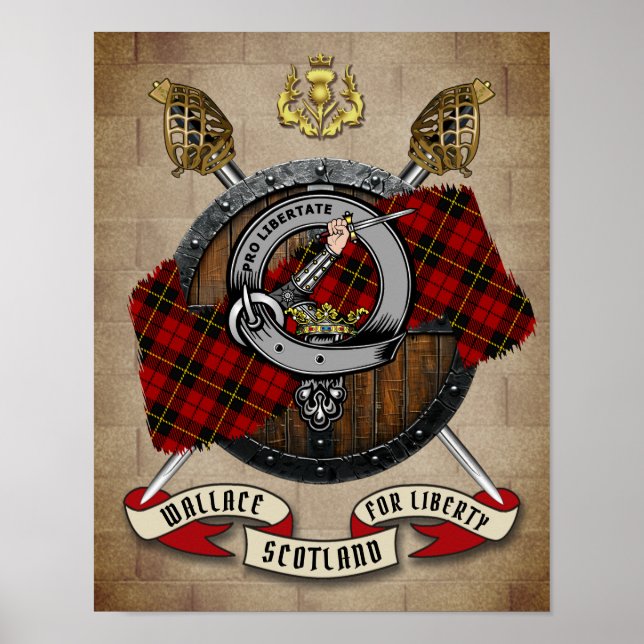 Poster Wallace Clan Badge W/Crossed Swords (Devant)