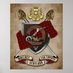Poster Wallace Clan Badge W/Crossed Swords