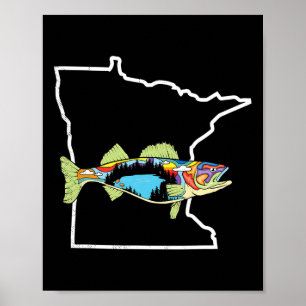 Poster Walleye Fishing Wal, pêcheur d'eau douce