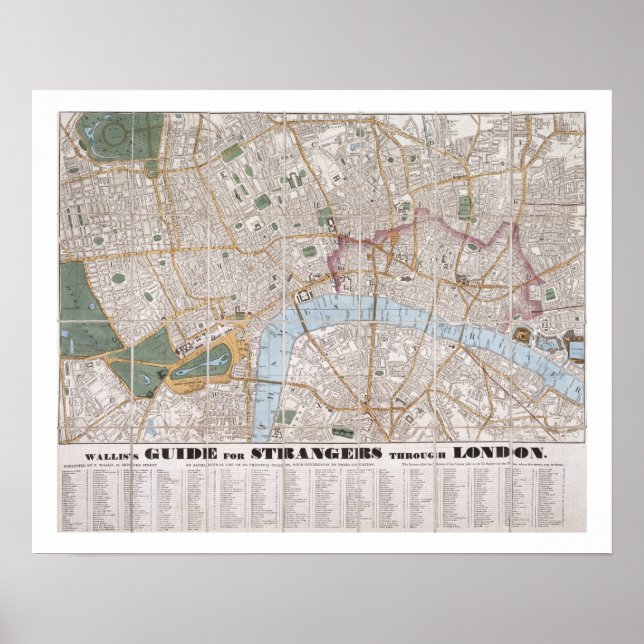 Poster Wallis's Guide for Strangers Through London, 1841 (Devant)