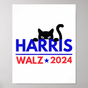 Poster Walz 2024 Funny Cat Election Kamala Harris Tim Wal
