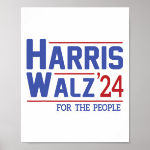 Poster Walz 2024 Président Drapeau Américain Kamala Harri