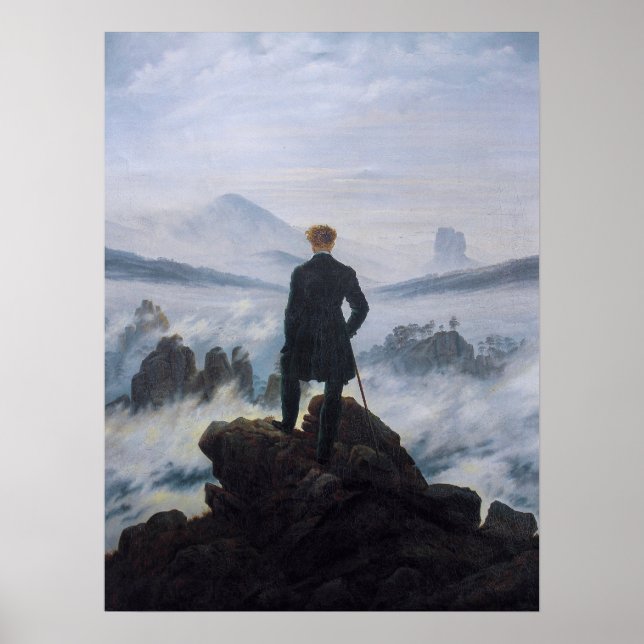 Poster Wanderer Above the Sea of Fog – Friedrich (Devant)