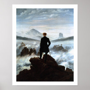 Poster Wanderer au-dessus de la mer de brouillard - David