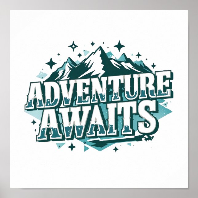 Poster Wanderlust and Travel Quote with Pine Trees (Devant)