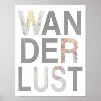 Poster Wanderlust Grey Punch Out Carte Vintage