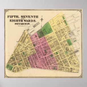 Poster Wards 5, 7-8 de Pittsburgh, Pennsyvania