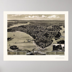 Poster Wareham, carte panoramique de mA - 1885