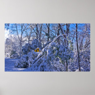 Poster "Warning Sharp Bend" dans l'affiche de neige