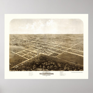 Poster Warrensburg, MO Carte panoramique - 1869