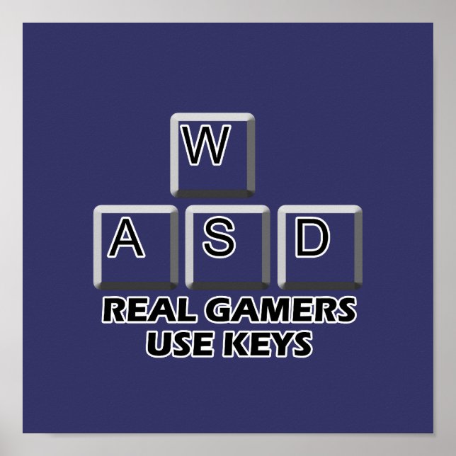 Poster WASD - Les vrais joueurs utilisent des clés (Devant)