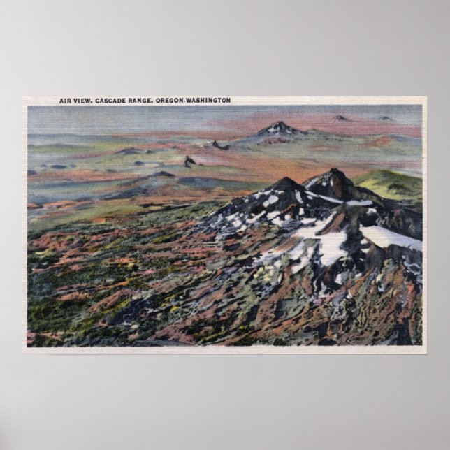 Poster Washington - Aérien de la chaîne Cascade (Devant)
