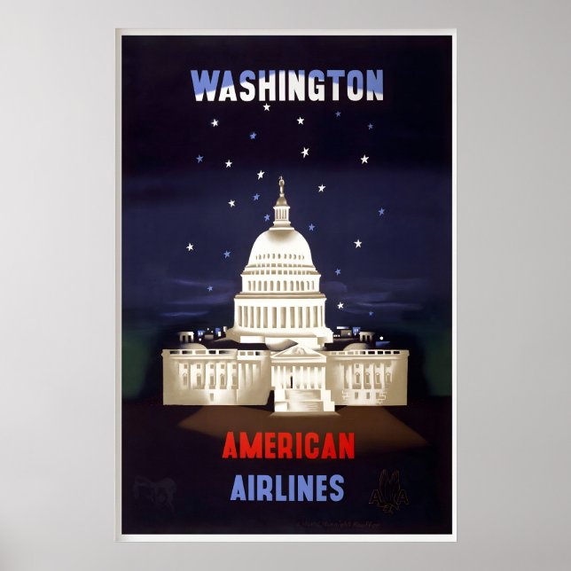 Poster Washington Capitole Américain États-Unis Vintage (Devant)