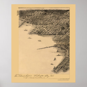 Poster Washington, carte panoramique de C.C - 1883