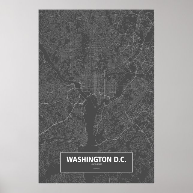 Poster Washington D.C., États-Unis (blanc sur noir) (Devant)