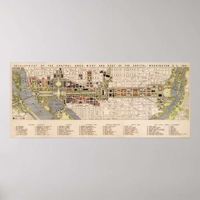 Poster Washington D.C. Mall Plan (1941) (Devant)