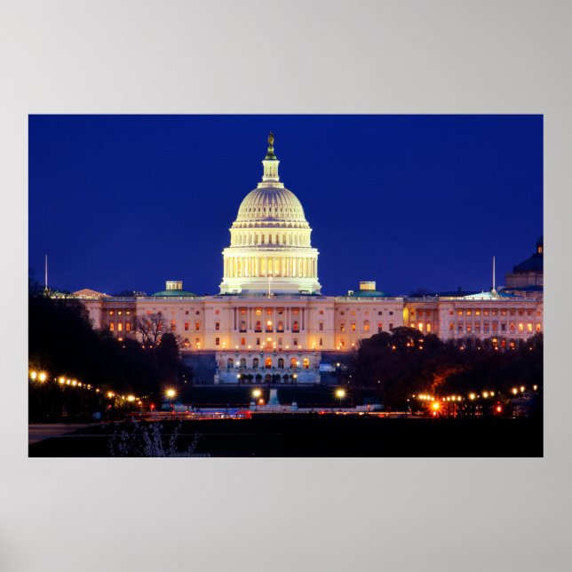 Poster Washington DC Capitol américain à Dusk (Devant)