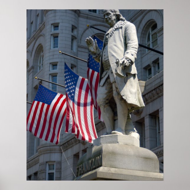 Poster Washington, DC, statue de Benjamin Franklin (Devant)