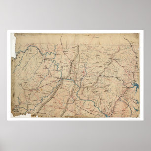 Poster Washington DC Topographic Civil War 1861