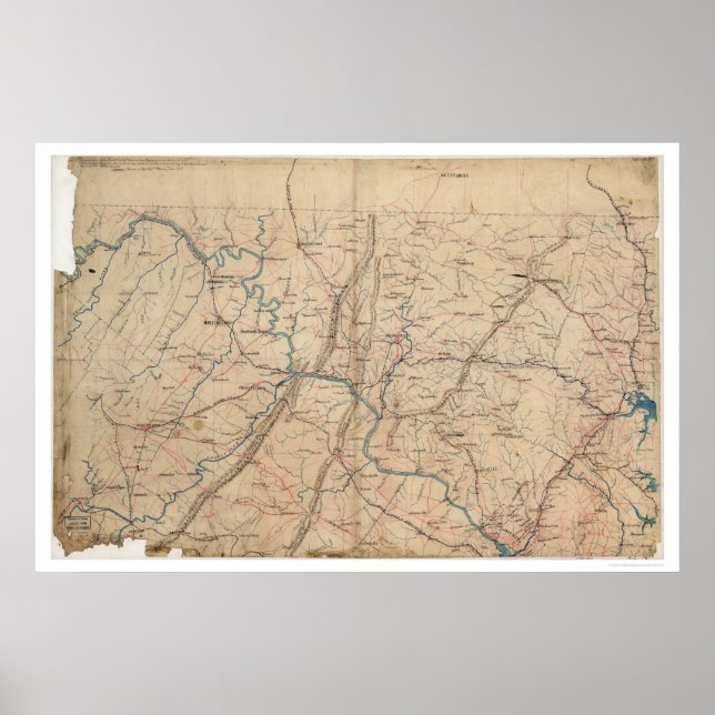 Poster Washington DC Topographic Civil War 1861 (Devant)