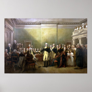 Poster Washington démissionnant sa Commission
