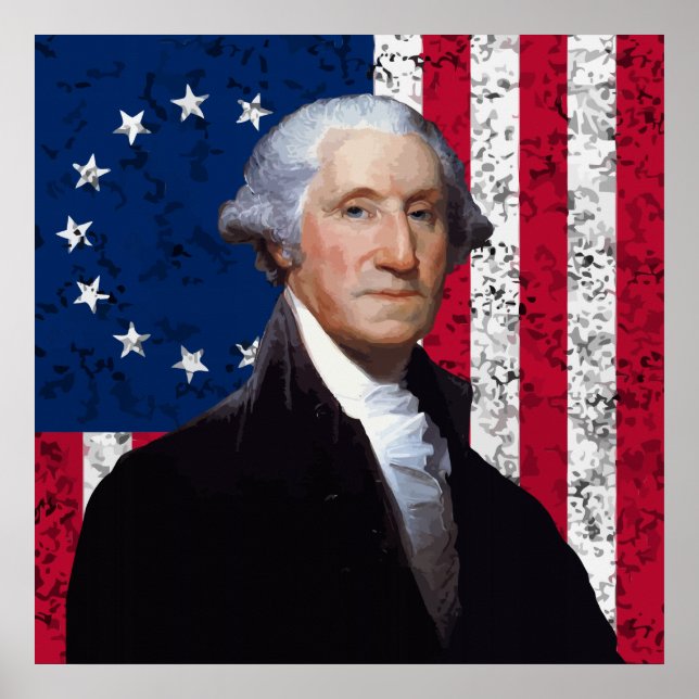 Poster Washington et le drapeau américain (Devant)
