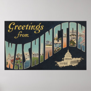 Poster Washington (état) - grandes scènes 3 de lettre