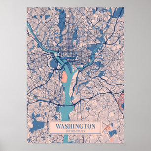Poster Washington - États-Unis Breezy City Map