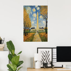 Poster Washington Monument Van Gogh Peinture Style Art