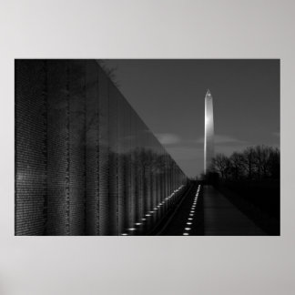 Poster Washington Monument & Vietnam Wall B&W