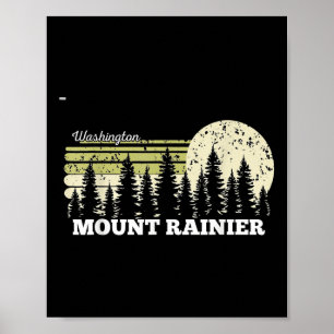 Poster Washington Randonnée Mont Rainier Arbres Nature Fo