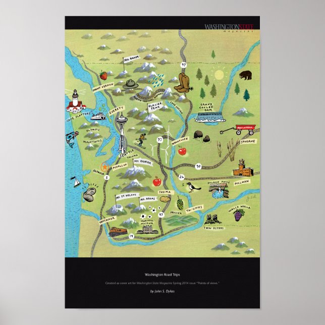 Poster Washington Road Trips par John S. Dykes (Devant)