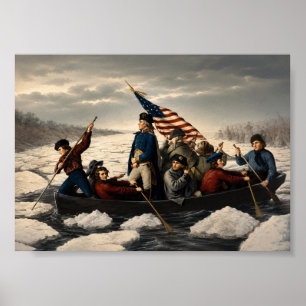 Poster Washington traversant le Delaware histoire d'Améri
