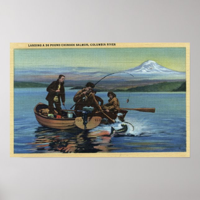 Poster Washington - Vue des pêcheurs qui attrapent un Sau (Devant)