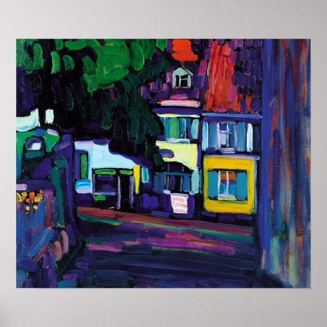 Poster Wassily Kandinsky - Maisons à Murnau sur Obermarkt (Devant)