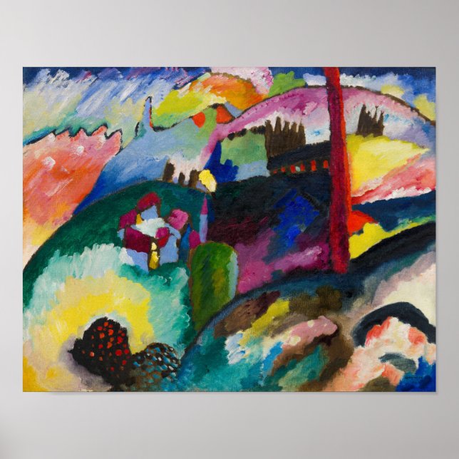 Poster Wassily Kandinsky : Paysage avec Chemin d'Usine (Devant)