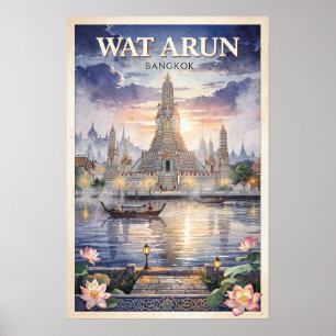 Poster Wat Arun Bangkok Voyage Vintage